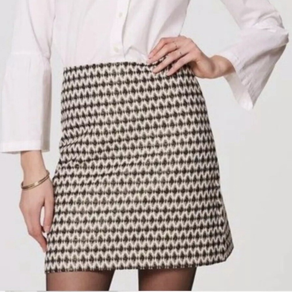 LOFT Diamond Jacquard Black Gold Mini Pencil Skirt